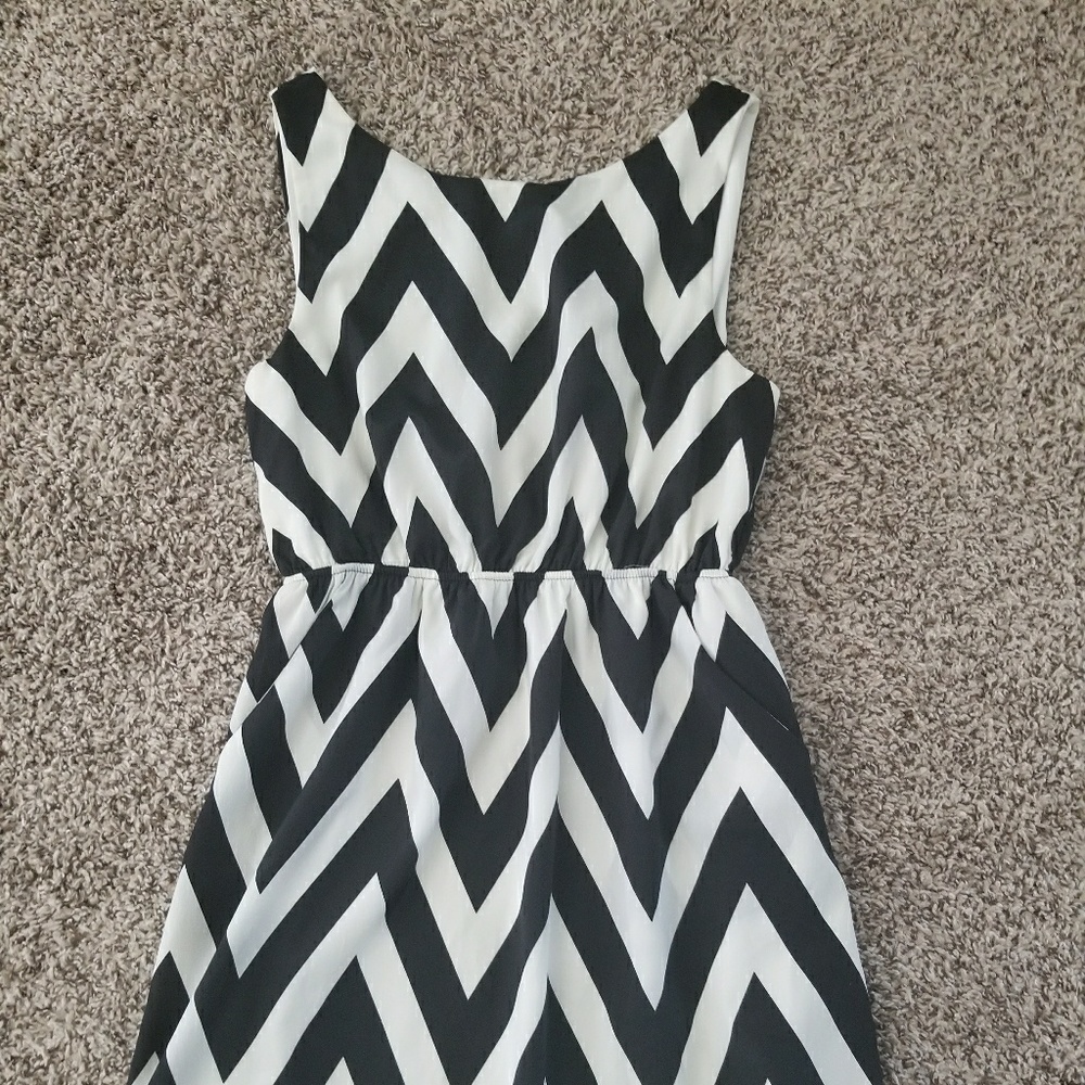 Black and white chevron dress
